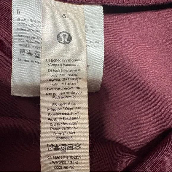 Lululemon Athletica Women’s 6 Wide Leg Maroon Leggings - Picture 5 of 11